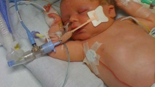 Baby Archie in hospital