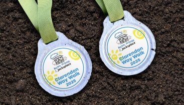 Mock up of the new sustainable Clarendon Way Walk Medal